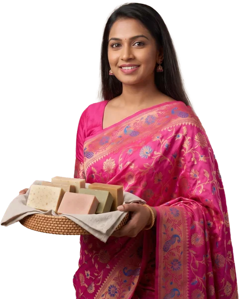 Zandia with her handmade soaps.